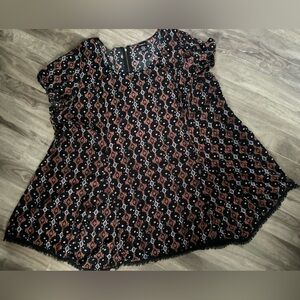 Torrid A-Line Swing Tunic Blouse Zip Back Cap Sleeve Size 4